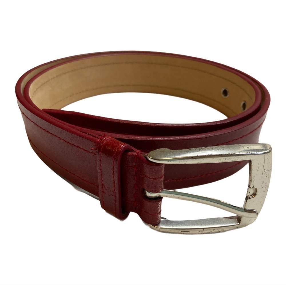 ❤️CK CALVIN KLEIN RED LEATHER BELT ~ M